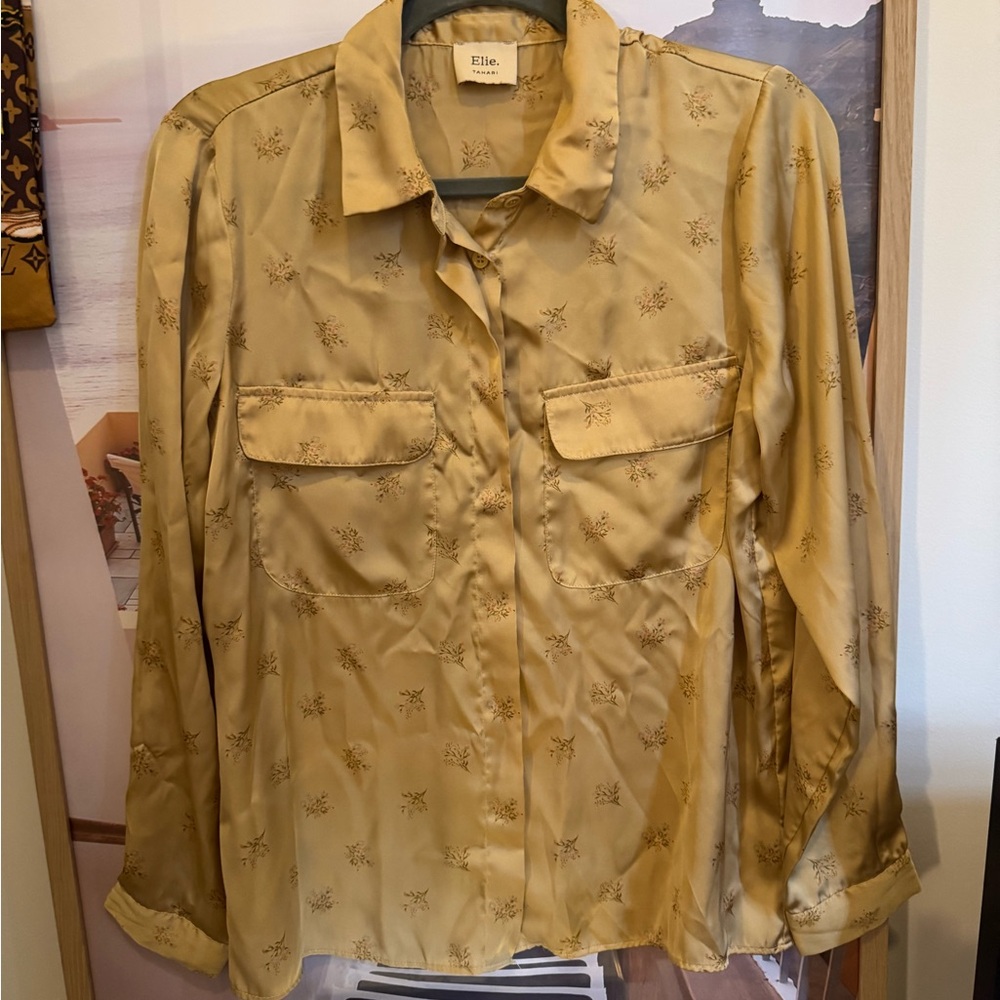 Elie Tahari Gold Embroidered Blouse